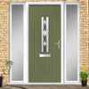 Country Style Tortola 1 Composite Front Door Set with Double Side Screen - Jet Glass - Shown in Reed Green