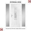 Country Style Tortola 1 Composite Front Door Set with Double Side Screen - Murano Green Glass - Shown in Chartwell Green