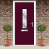 Country Style Tortola 1 Composite Front Door Set with Flair Glass - Shown in Purple Violet