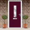 Country Style Tortola 1 Composite Front Door Set with Flair Glass - Shown in Purple Violet