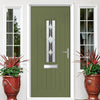 Country Style Tortola 1 Composite Front Door Set with Jet Glass - Shown in Reed Green