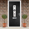 Country Style Tortola 1 Composite Front Door Set with Palopo Black Glass - Shown in Black