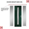Country Style Uracco 1 Composite Front Door Set with Double Side Screen - Handle Side Ice Edge Glass - Shown in Green