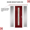 Country Style Uracco 1 Composite Front Door Set with Double Side Screen - Handle Side Linear Glass - Shown in Red
