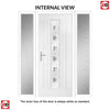 Country Style Uracco 1 Composite Front Door Set with Double Side Screen - Central Tahoe Blue Glass - Shown in Red
