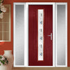 Country Style Uracco 1 Composite Front Door Set with Double Side Screen - Central Tahoe Blue Glass - Shown in Red