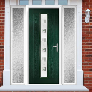 Image: Country Style Uracco 1 Composite Front Door Set with Double Side Screen - Central Tahoe Green Glass - Shown in Green