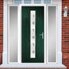 Country Style Uracco 1 Composite Front Door Set with Double Side Screen - Central Tahoe Green Glass - Shown in Green