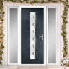 Country Style Uracco 1 Composite Front Door Set with Double Side Screen - Central Tahoe Red Glass - Shown in Anthracite Grey