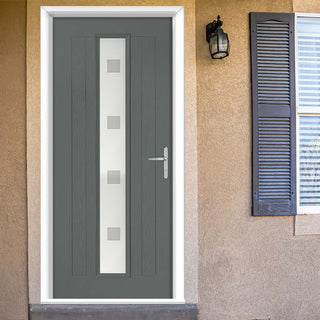 Image: Country Style Uracco 1 Composite Front Door Set with Handle Side Ellie Glass - Shown in Mouse Grey