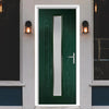 Country Style Uracco 1 Composite Front Door Set with Handle Side Ice Edge Glass - Shown in Green