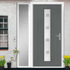 Country Style Uracco 1 Composite Front Door Set with Single Side Screen - Handle Side Ellie Glass - Shown in Mouse Grey