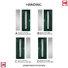 Country Style Uracco 1 Composite Front Door Set with Single Side Screen - Handle Side Ice Edge Glass - Shown in Green