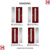 Country Style Uracco 1 Composite Front Door Set with Single Side Screen - Handle Side Linear Glass - Shown in Red