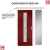 Country Style Uracco 1 Composite Front Door Set with Single Side Screen - Handle Side Linear Glass - Shown in Red