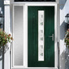 Country Style Uracco 1 Composite Front Door Set with Single Side Screen - Central Tahoe Green Glass - Shown in Green
