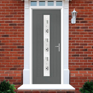 Image: Country Style Uracco 1 Composite Front Door Set with Central Tahoe Black Glass - Shown in Mouse Grey