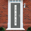 Country Style Uracco 1 Composite Front Door Set with Central Tahoe Black Glass - Shown in Mouse Grey
