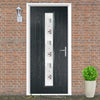 Country Style Uracco 1 Composite Front Door Set with Central Tahoe Red Glass - Shown in Anthracite Grey