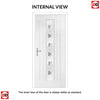 Country Style Uracco 1 Composite Front Door Set with Central Tahoe Blue Glass - Shown in Red