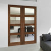 Bespoke Coventry Prefinished Walnut Shaker Style Internal Door Pair - Clear Glass