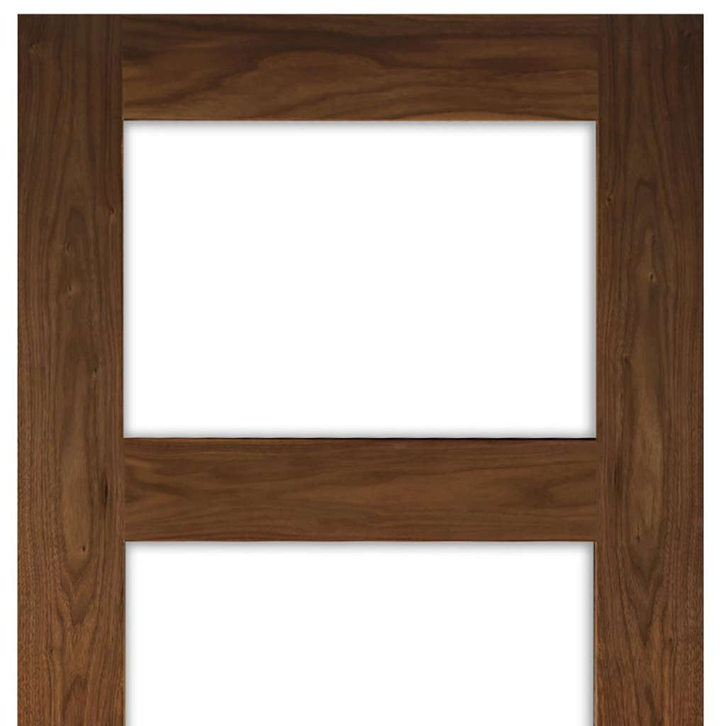 Five Folding Doors & Frame Kit - Coventry Walnut Shaker 3+2 - Clear Glass - Prefinished