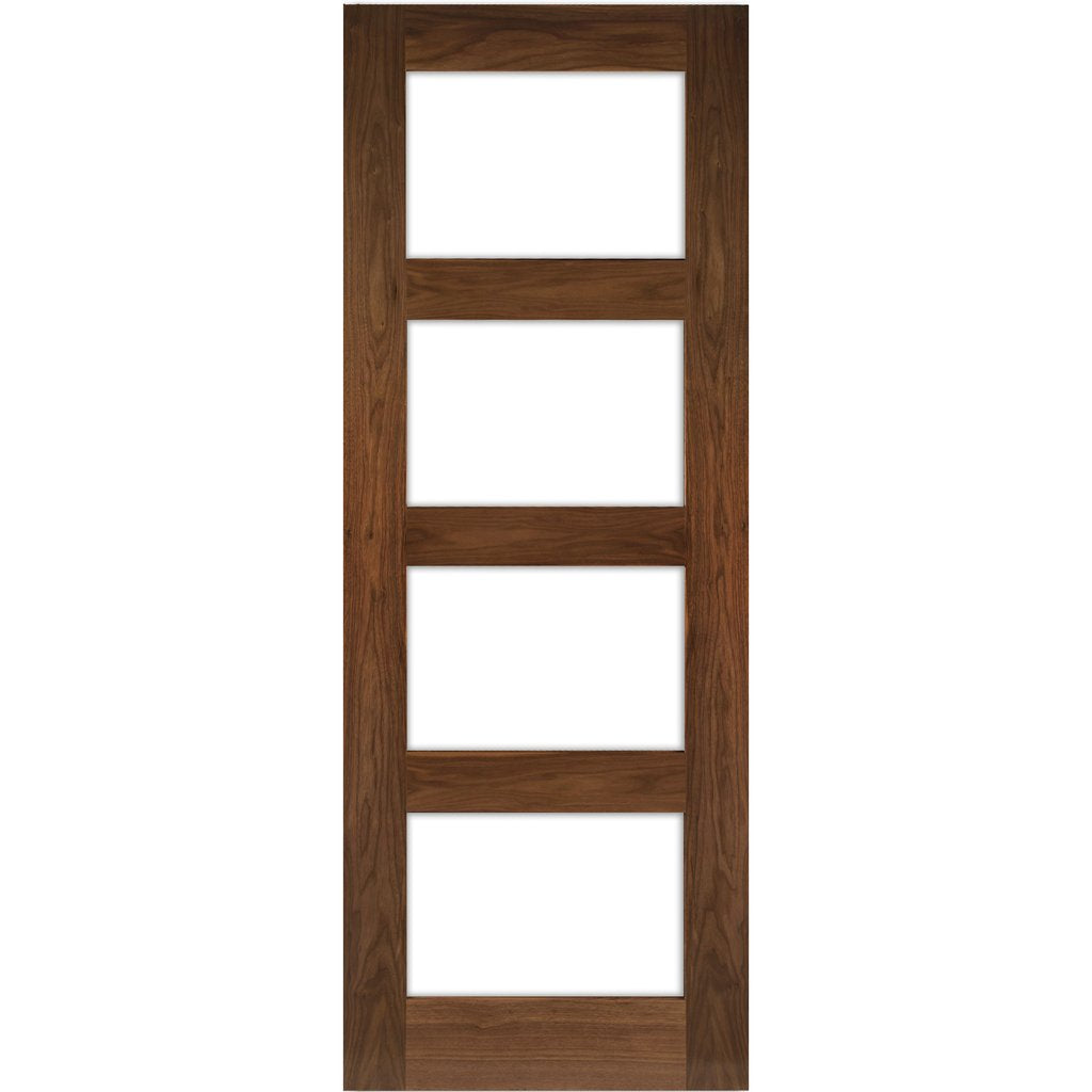 Coventry Walnut Prefinished Shaker Style Door Pair - Clear Glass