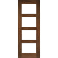 Coventry Walnut Veneer Shaker Style Staffetta Twin Telescopic Pocket Doors - Clear Glass - Prefinished
