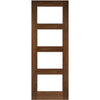 Pass-Easi Four Sliding Doors and Frame Kit - Coventry Prefinished Walnut Shaker Style Door - Clear Glass