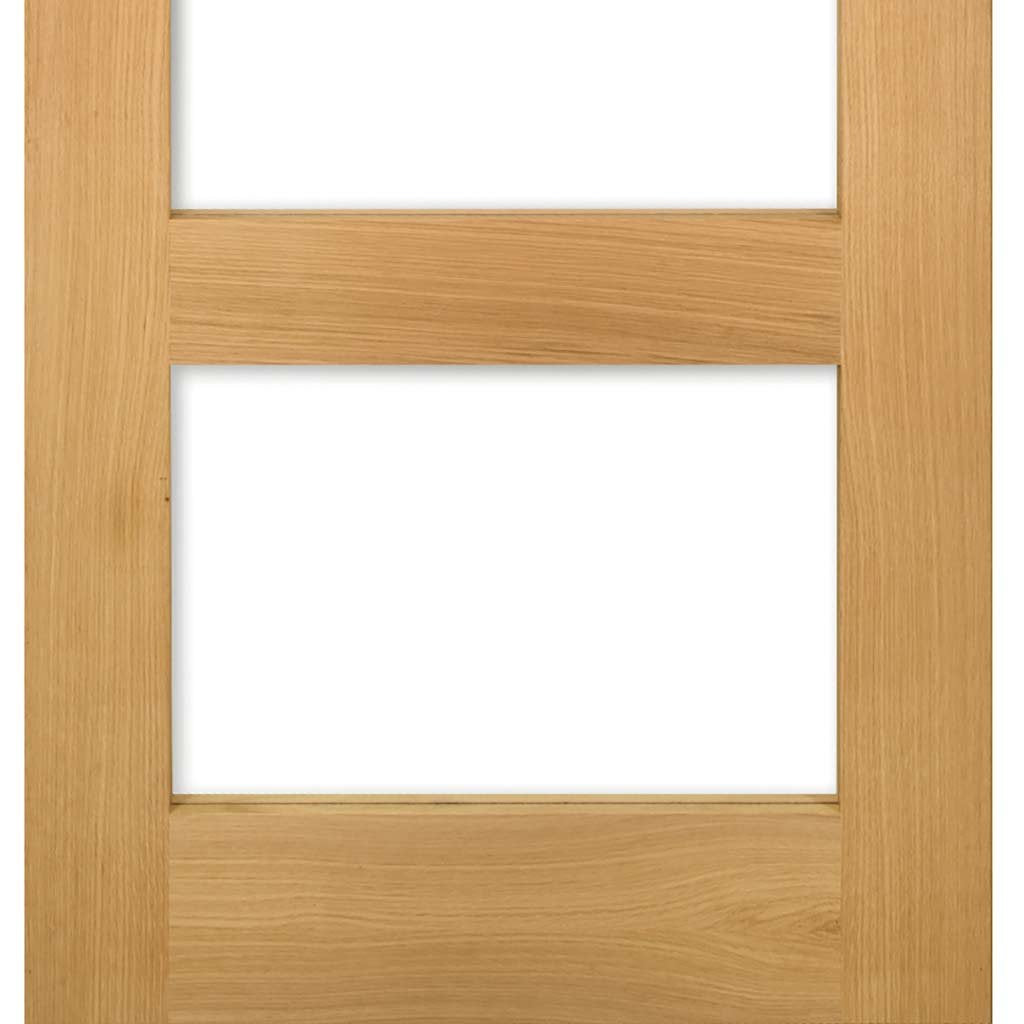 Three Folding Doors & Frame Kit - Coventry Shaker Oak 3+0 - Clear Glass - Unfinished