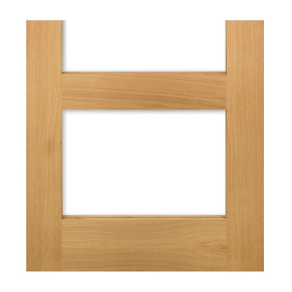 Coventry Shaker Style Oak Double Evokit Pocket Door Detail - Clear Glass - Unfinished