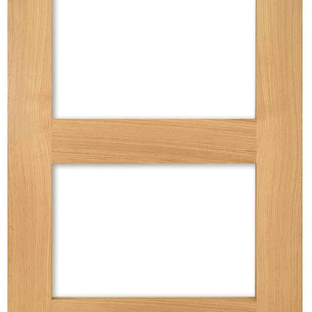 Two Folding Doors & Frame Kit - Coventry Shaker Oak 2+0 - Clear Glass - Unfinished