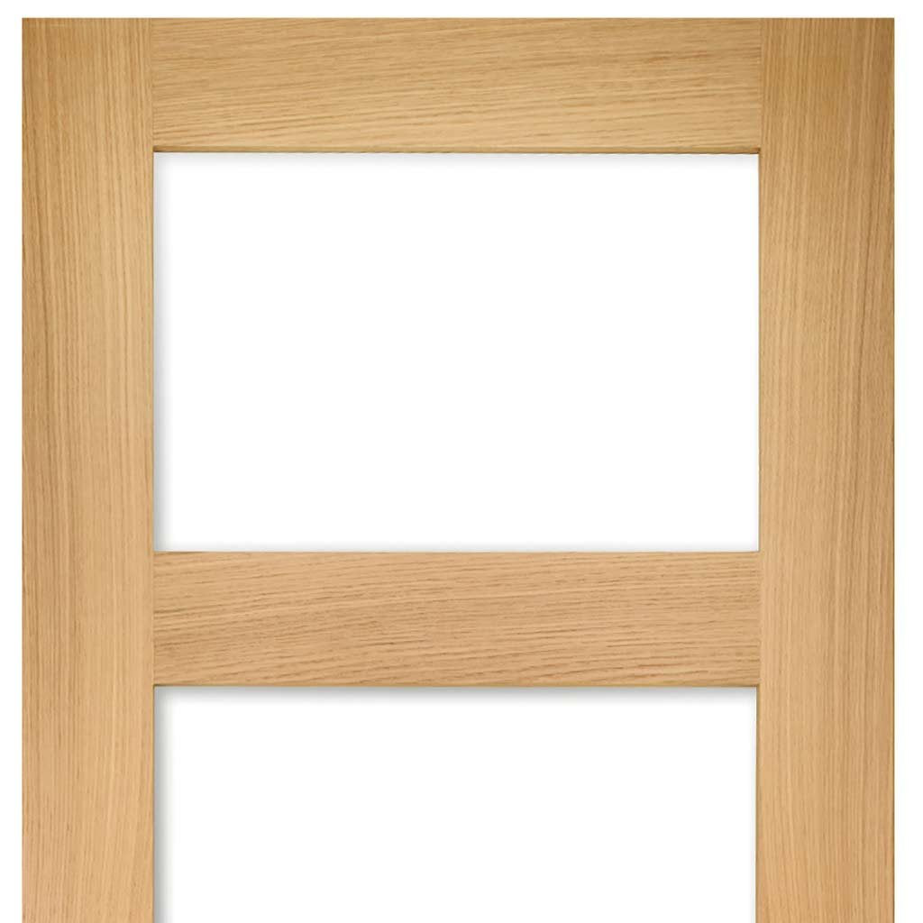 Three Folding Doors & Frame Kit - Coventry Shaker Oak 3+0 - Clear Glass - Unfinished