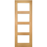 Coventry Shaker Style Oak Door Pair - Clear Glass - Unfinished