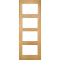 Four Folding Doors & Frame Kit - Coventry Shaker Oak 2+2 - Clear Glass - Unfinished