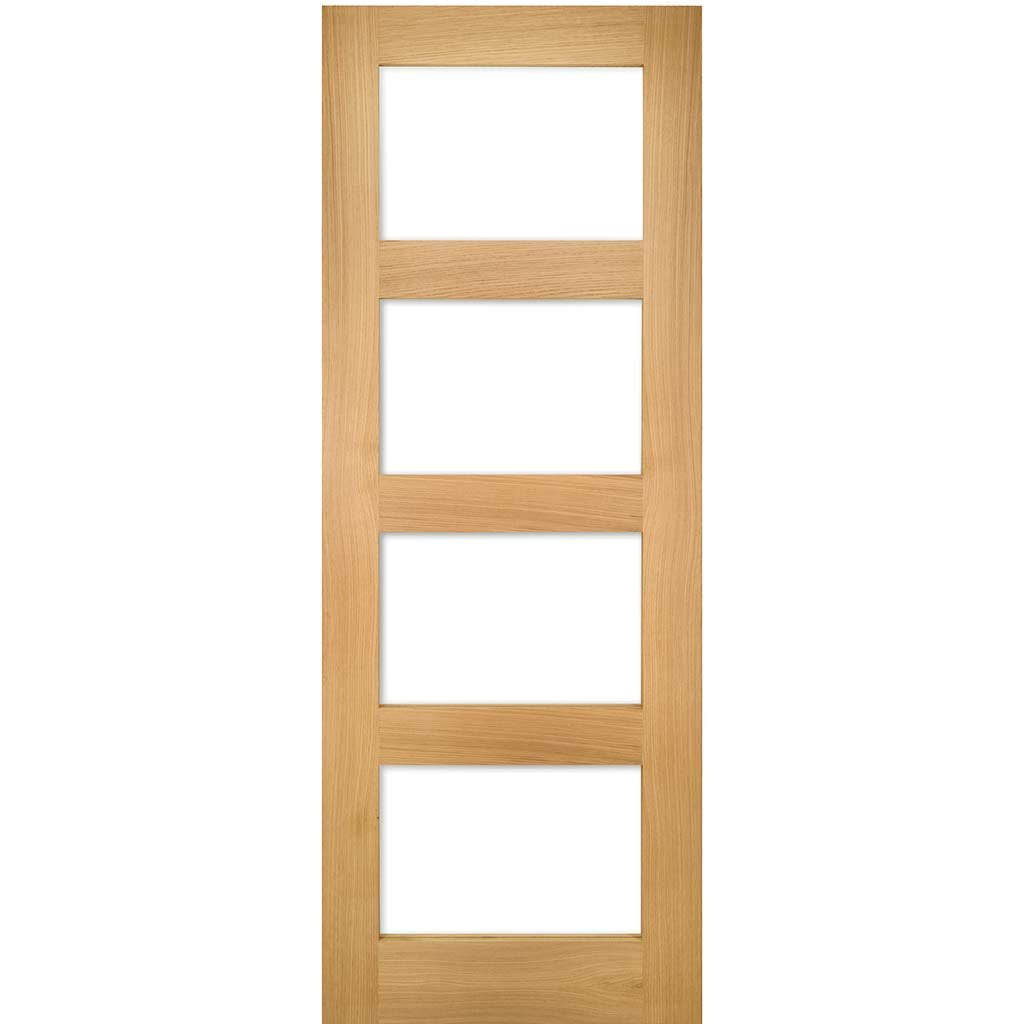 Five Folding Doors & Frame Kit - Coventry Shaker Oak 3+2 - Clear Glass - Unfinished
