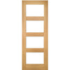 Pass-Easi Two Sliding Doors and Frame Kit - Coventry Shaker Style Oak Door - Clear Glass - Unfinished