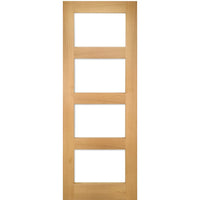 Coventry Shaker Style Oak Double Evokit Pocket Door Detail - Clear Glass - Unfinished