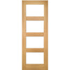 Coventry Shaker Style Oak Veneer Staffetta Twin Telescopic Pocket Doors - Clear Glass - Unfinished