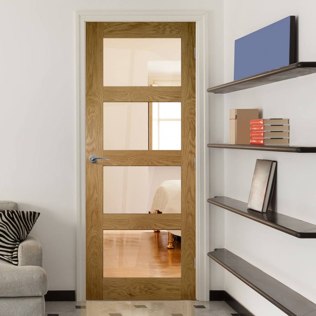 Coventry shaker style oak 4 glass interior door 