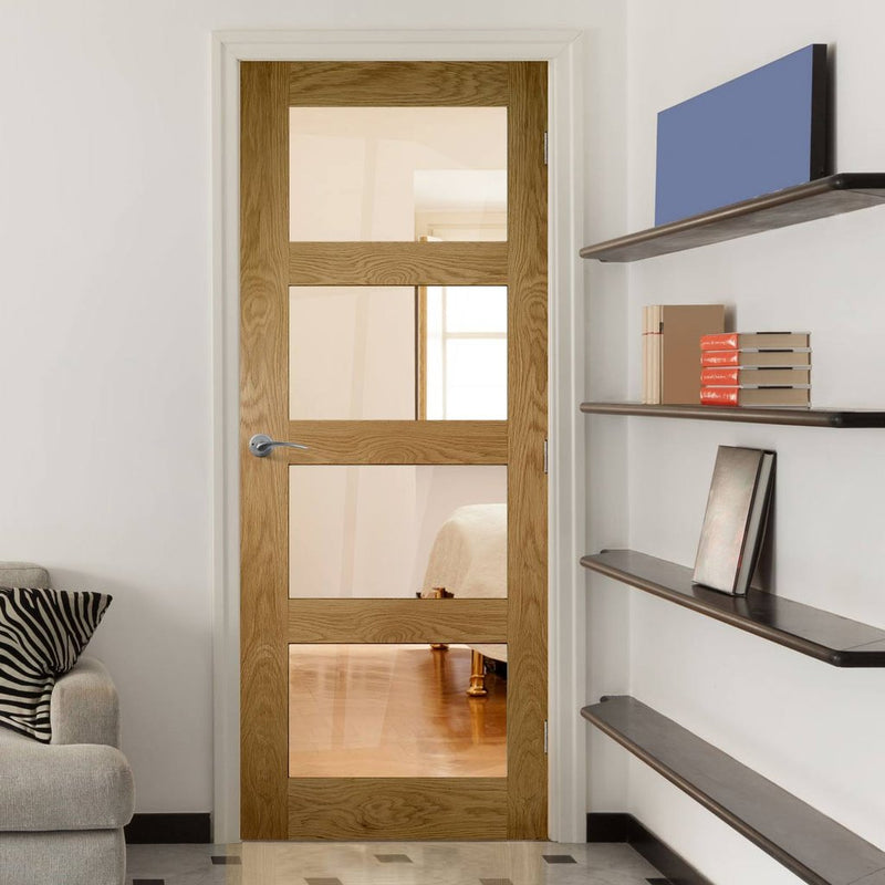 Coventry shaker style oak 4 glass interior door 