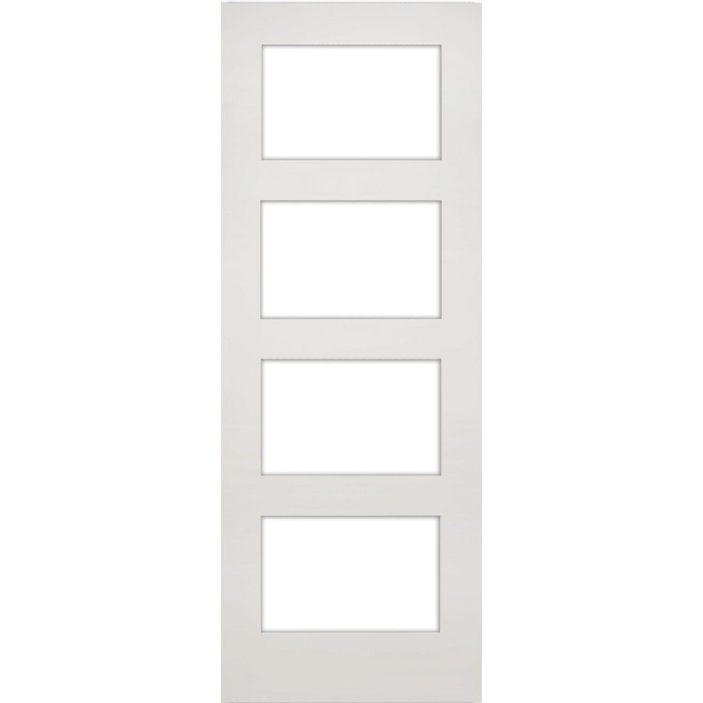 Two Folding Doors & Frame Kit - Coventry Shaker 2+0 - Clear Glass - White Primed