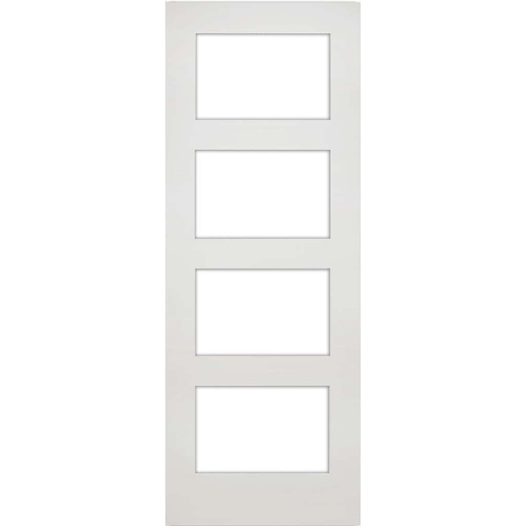 Three Folding Doors & Frame Kit - Coventry Shaker 3+0 - Clear Glass - White Primed