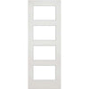 Four Folding Doors & Frame Kit - Coventry Shaker 2+2 - Clear Glass - White Primed