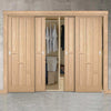 Minimalist Wardrobe Door & Frame Kit - Four Coventry Contemporary Oak Panel Doors - Unfinished