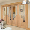 Four Sliding Doors and Frame Kit - Coventry Contemporary Oak Door - Clear Glass - Unfinished