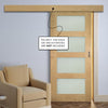 Single Sliding Door & Wall Track - Coventry Oak Door - Frosted Glass - Prefinished