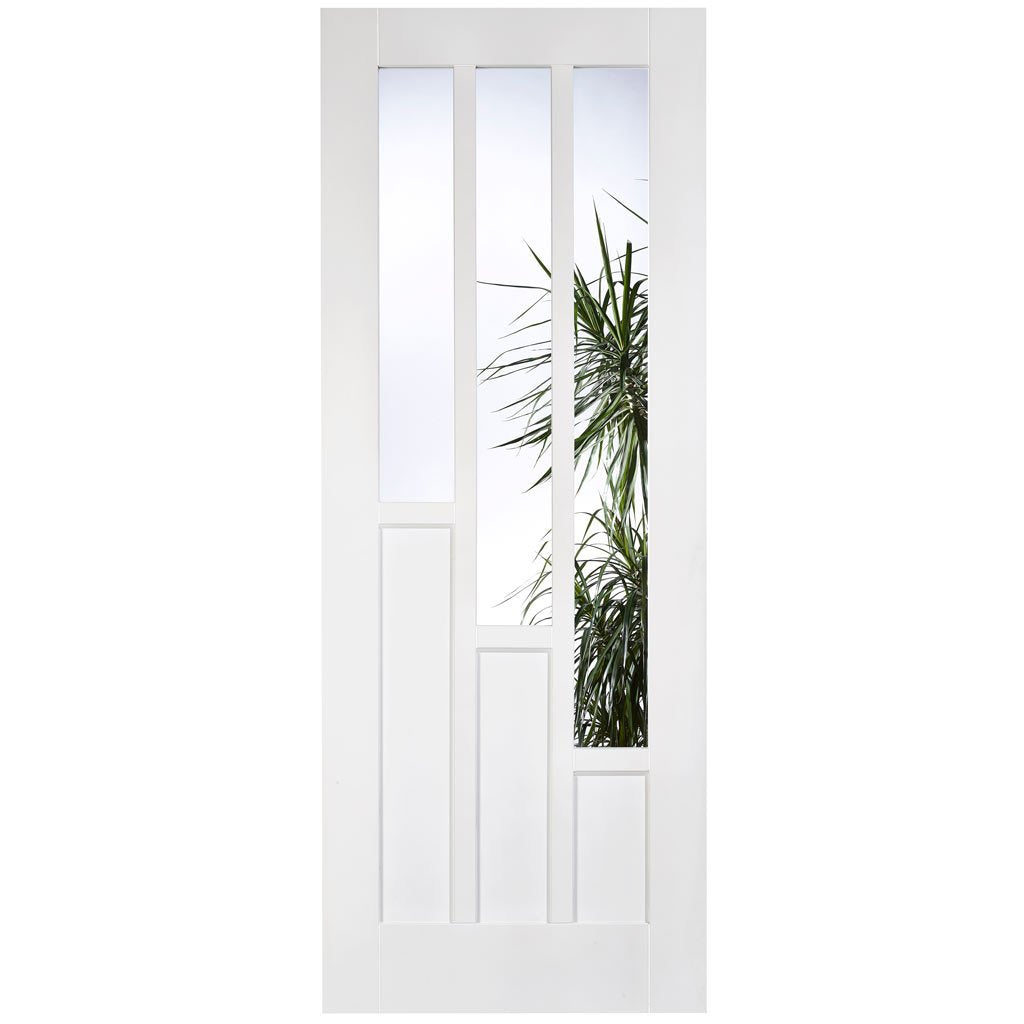 Three Sliding Doors and Frame Kit - Coventry Door - Clear Glass - White Primed