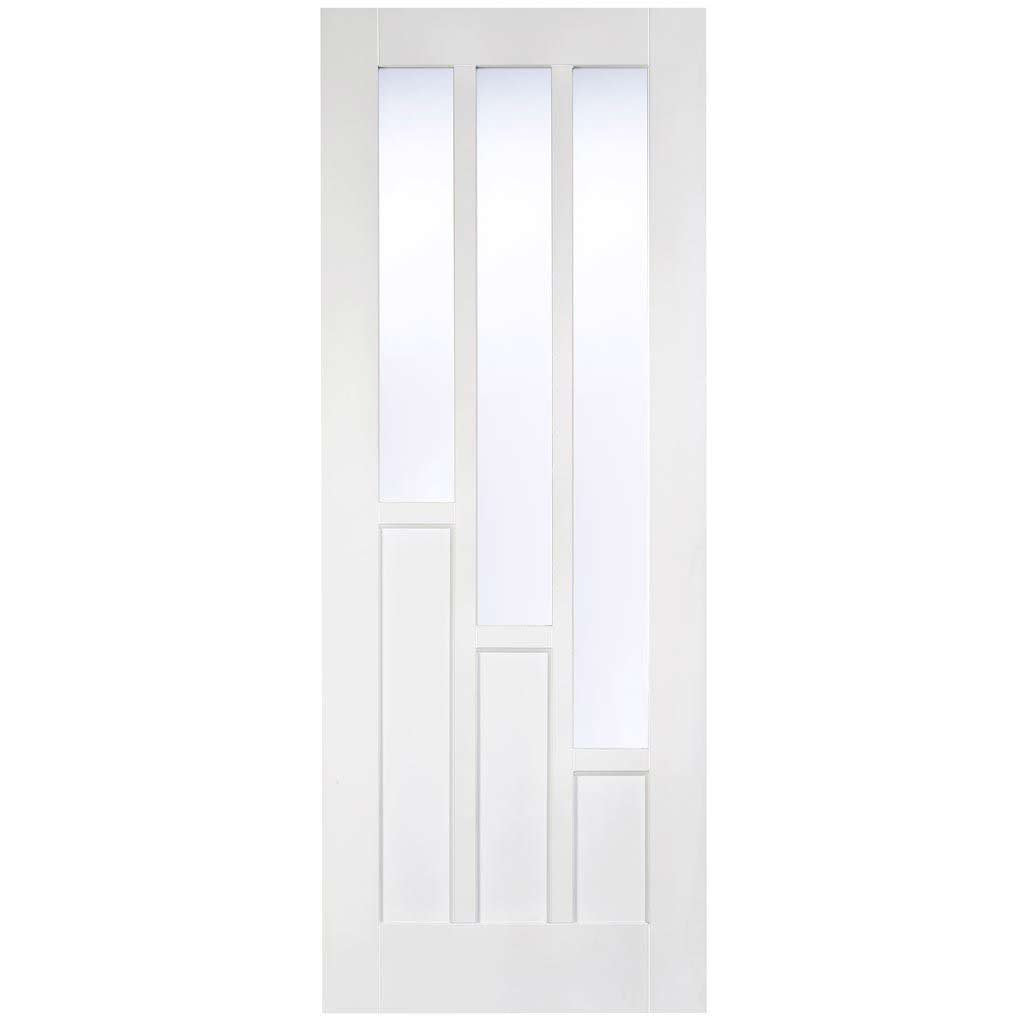 Two Folding Doors & Frame Kit - Coventry 2+0 - Clear Glass - White Primed