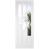Coventry Style Staffetta Twin Telescopic Pocket Doors - Clear Glass - White Primed